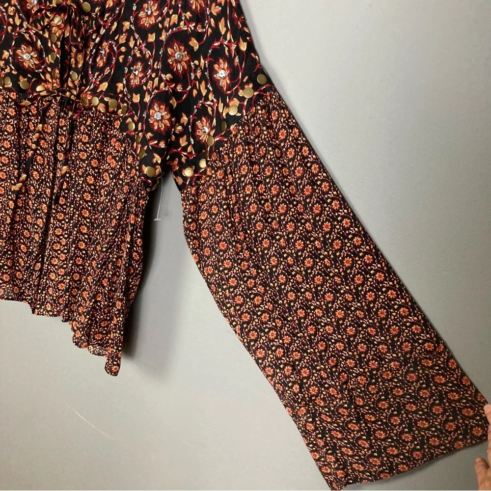 NEW Free People Malia Embellished Babydoll Jacket Top Blouse Extra‎ Small 💖